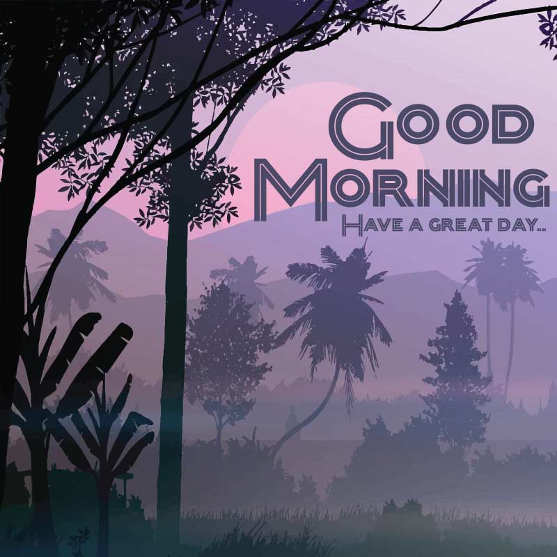Morning vector illustration drawn with purple colors