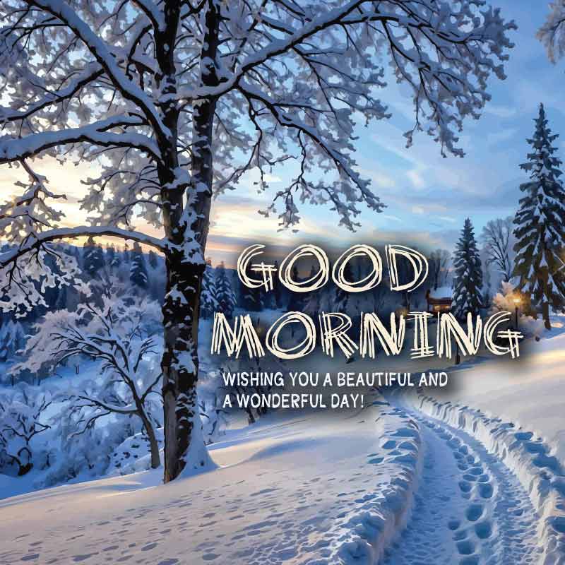 Beautiful image of a snowy morning with a snow covered tree